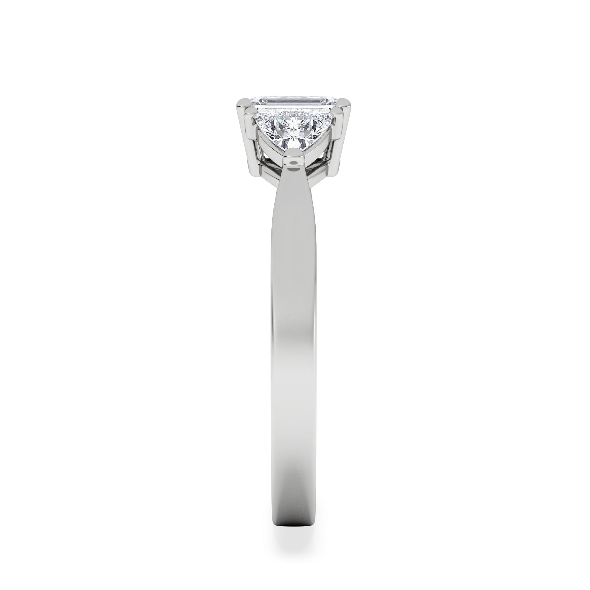 Diamond Aurora Lab Diamond Emerald Cut and Trillion 1.00ct Ring in Platinum F/VS1