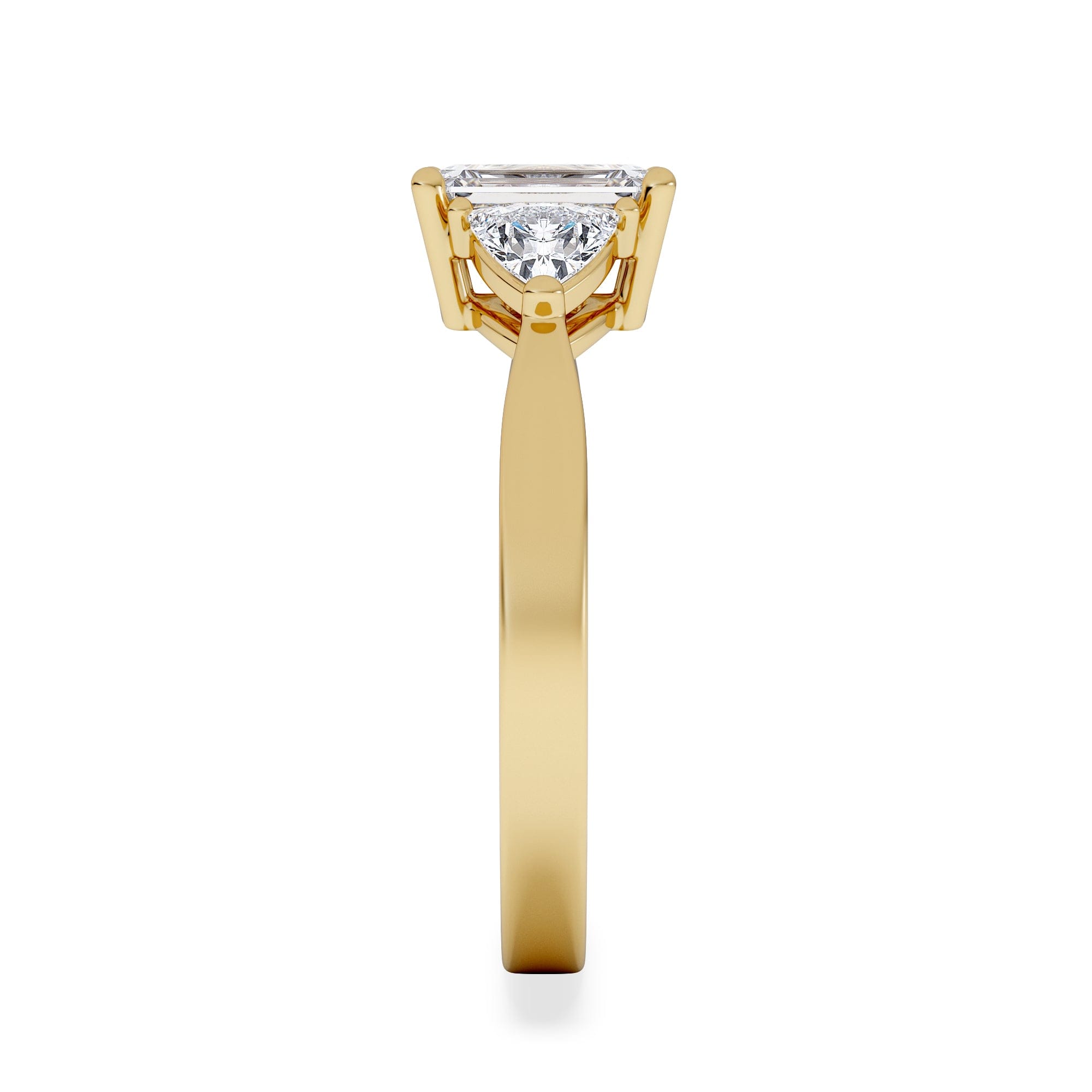 Diamond Aurora Lab Diamond Emerald Cut and Trillion 1.70ct Ring in 18K Gold F/VS1