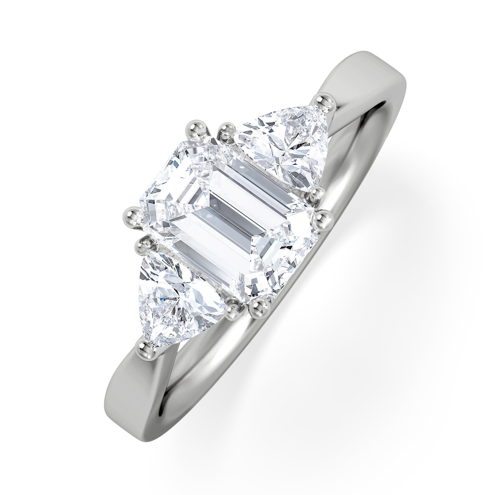 Diamond Aurora Lab Diamond Emerald Cut and Trillion 1.70ct Ring in Platinum F/VS1