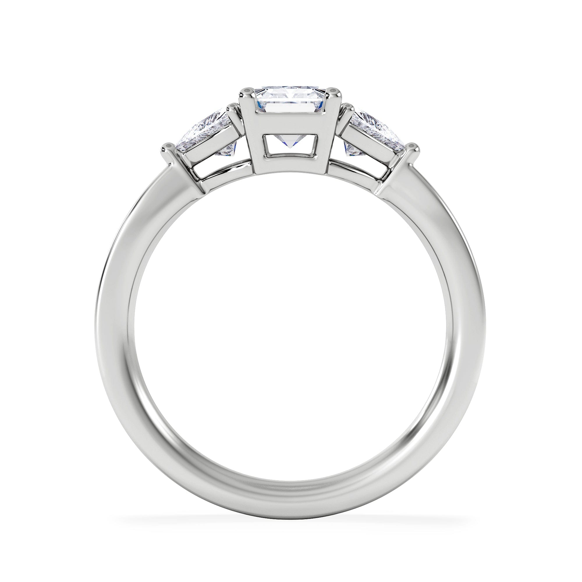 Diamond Aurora Lab Diamond Emerald Cut and Trillion 1.70ct Ring in Platinum F/VS1