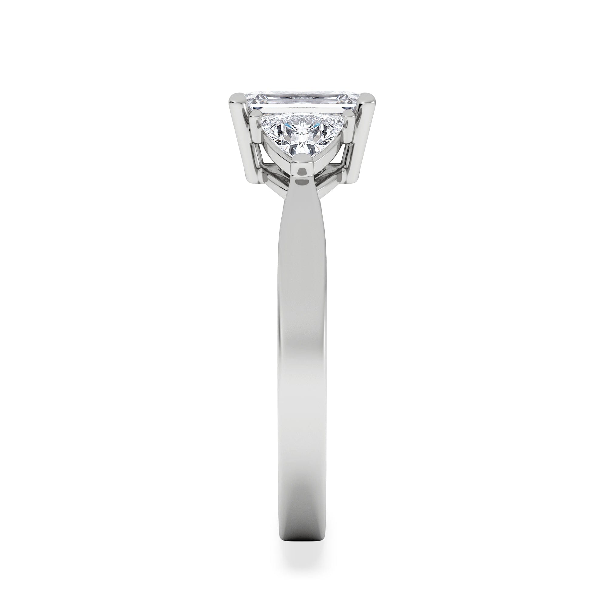 Diamond Aurora Lab Diamond Emerald Cut and Trillion 1.70ct Ring in Platinum F/VS1