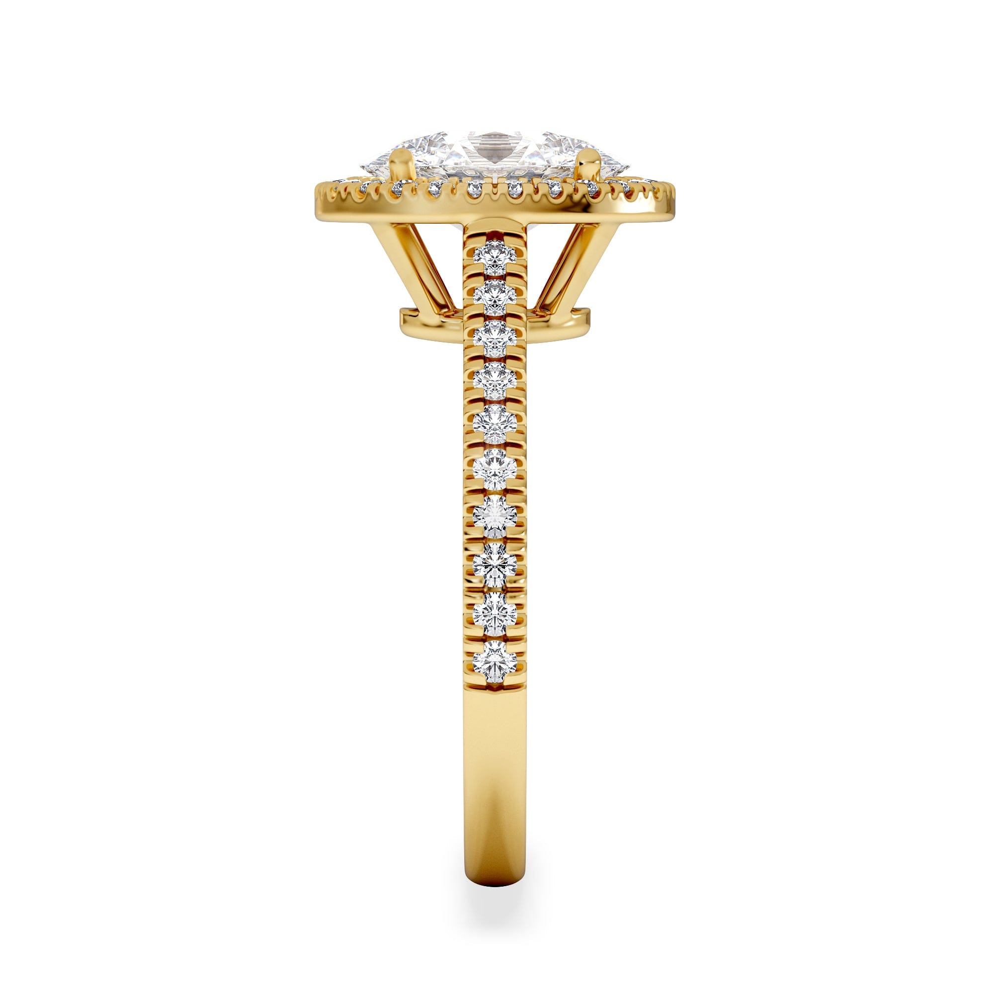 Diamond Georgina Lab Oval Diamond Halo Engagement Ring 18K Gold 2.05ct F/VS1