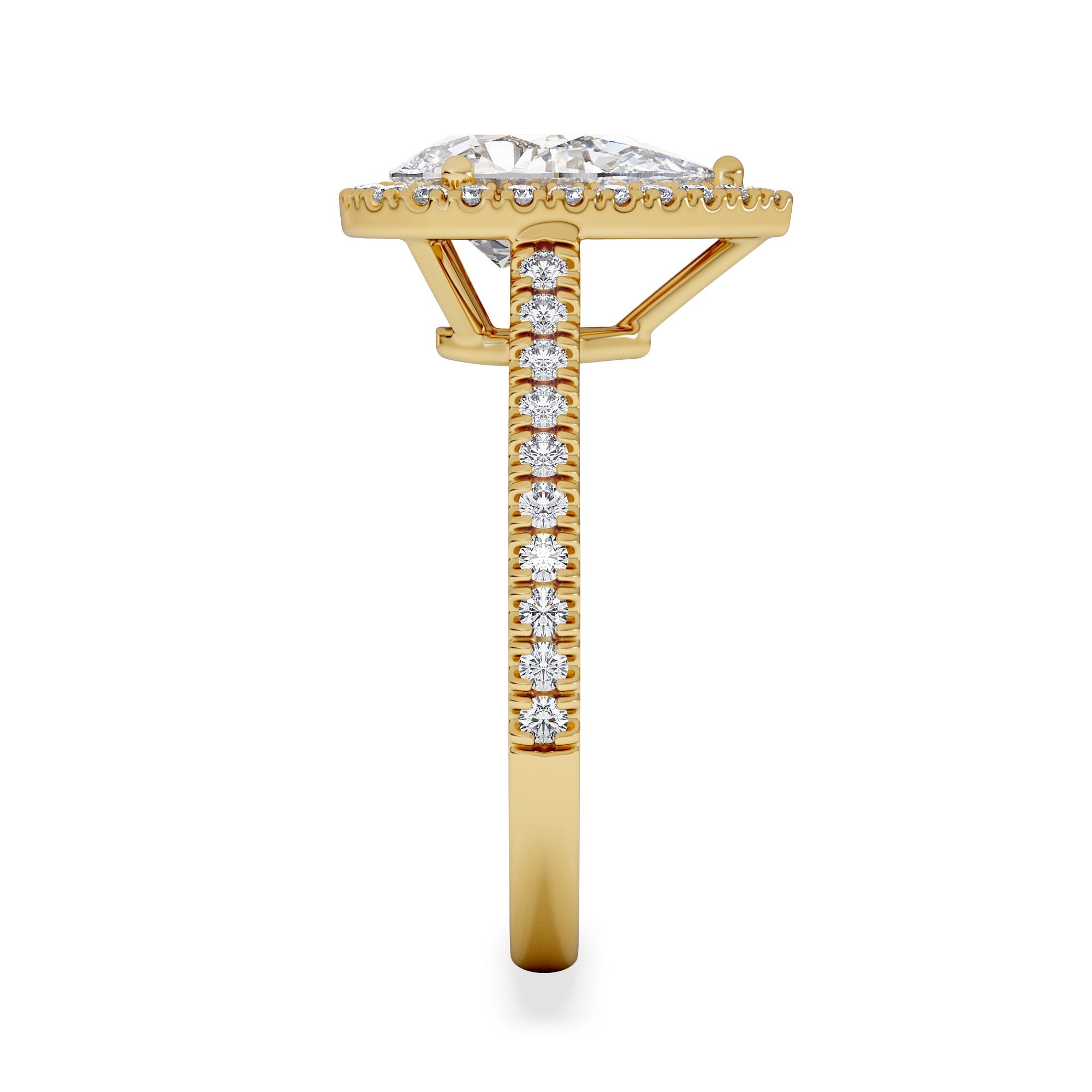 Diamond Diana Lab Diamond Pear Halo Engagement Ring in 18K Gold 2.10ct F/VS1