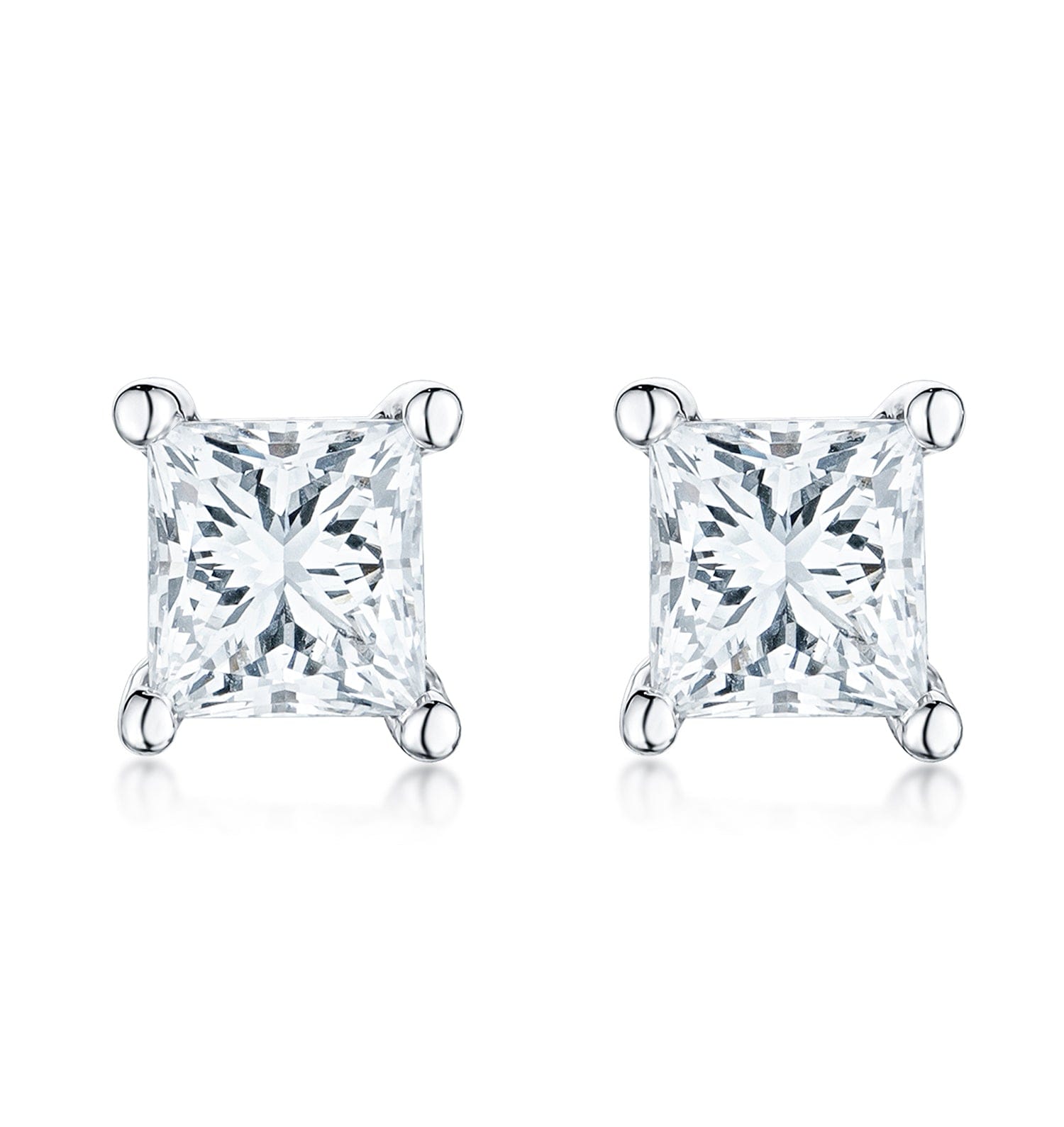 Princess Cut Lab Diamond Studs Earrings 0.50ct in 9K White Gold