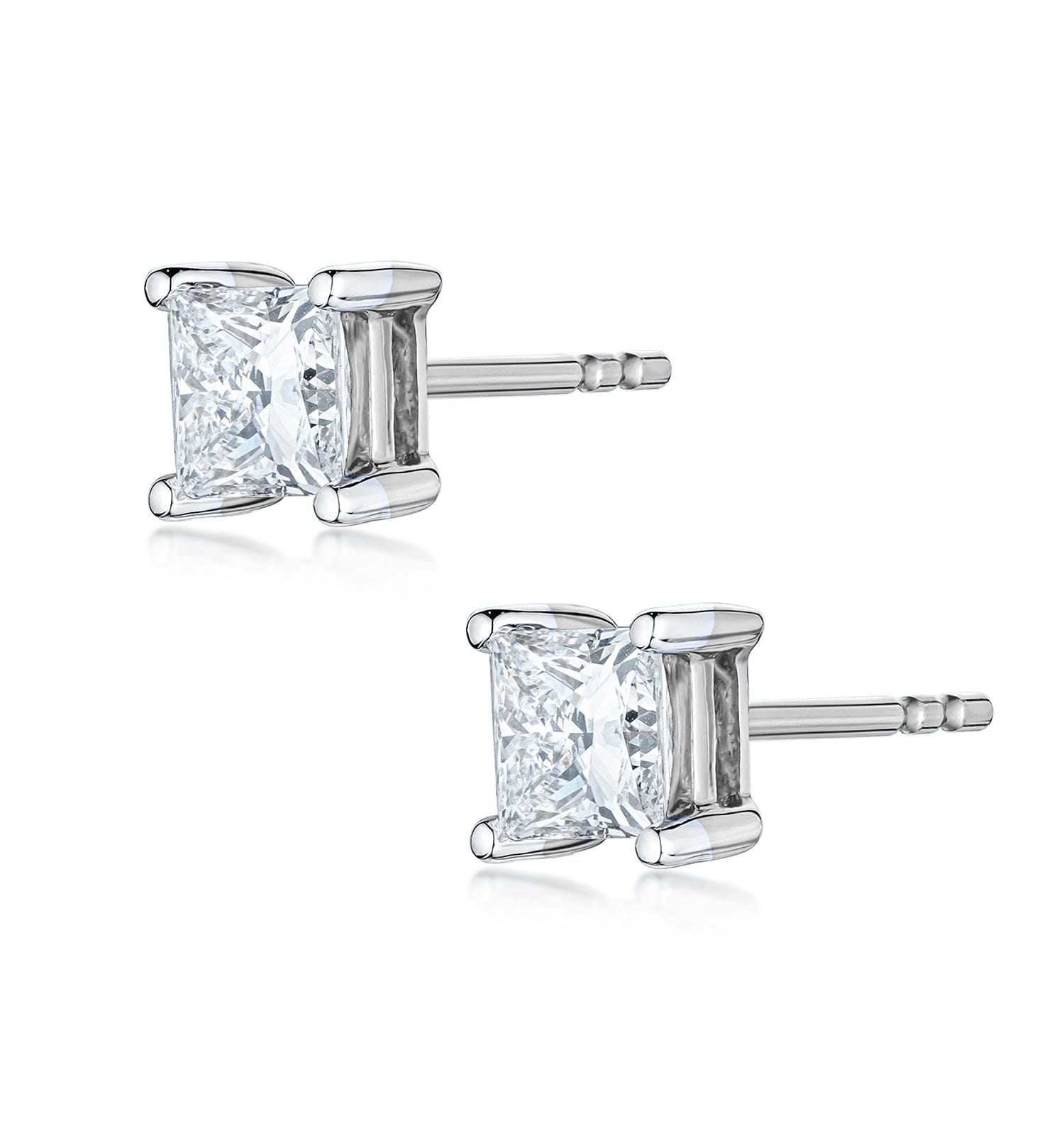 Princess Cut Lab Diamond Studs Earrings 0.50ct in 9K White Gold