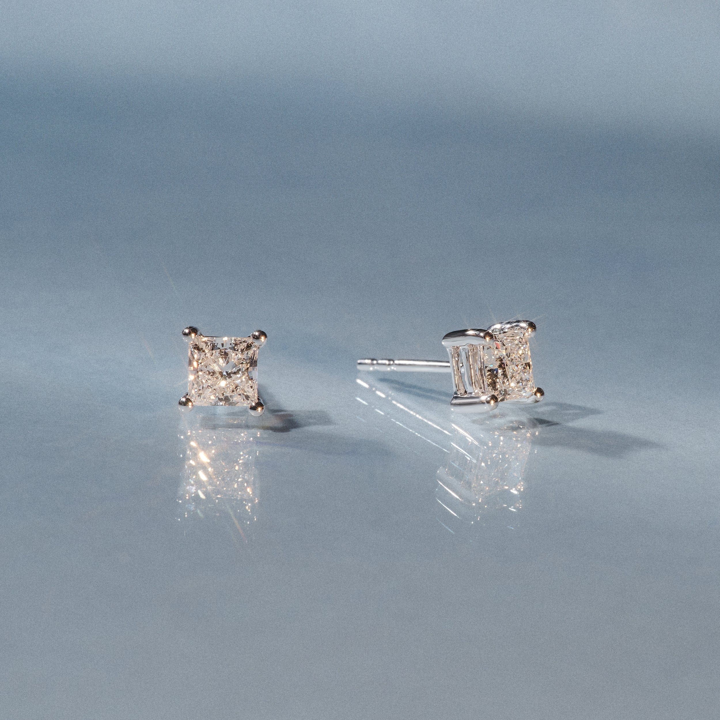 Princess Cut Lab Diamond Studs Earrings 0.50ct in 9K White Gold