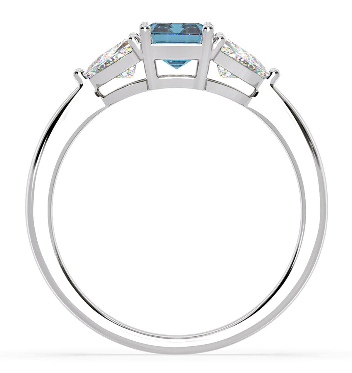 Diamond Aurora Blue Lab Diamond Emerald Cut and Trillion 1.70ct Ring in Platinum - Elara Collection