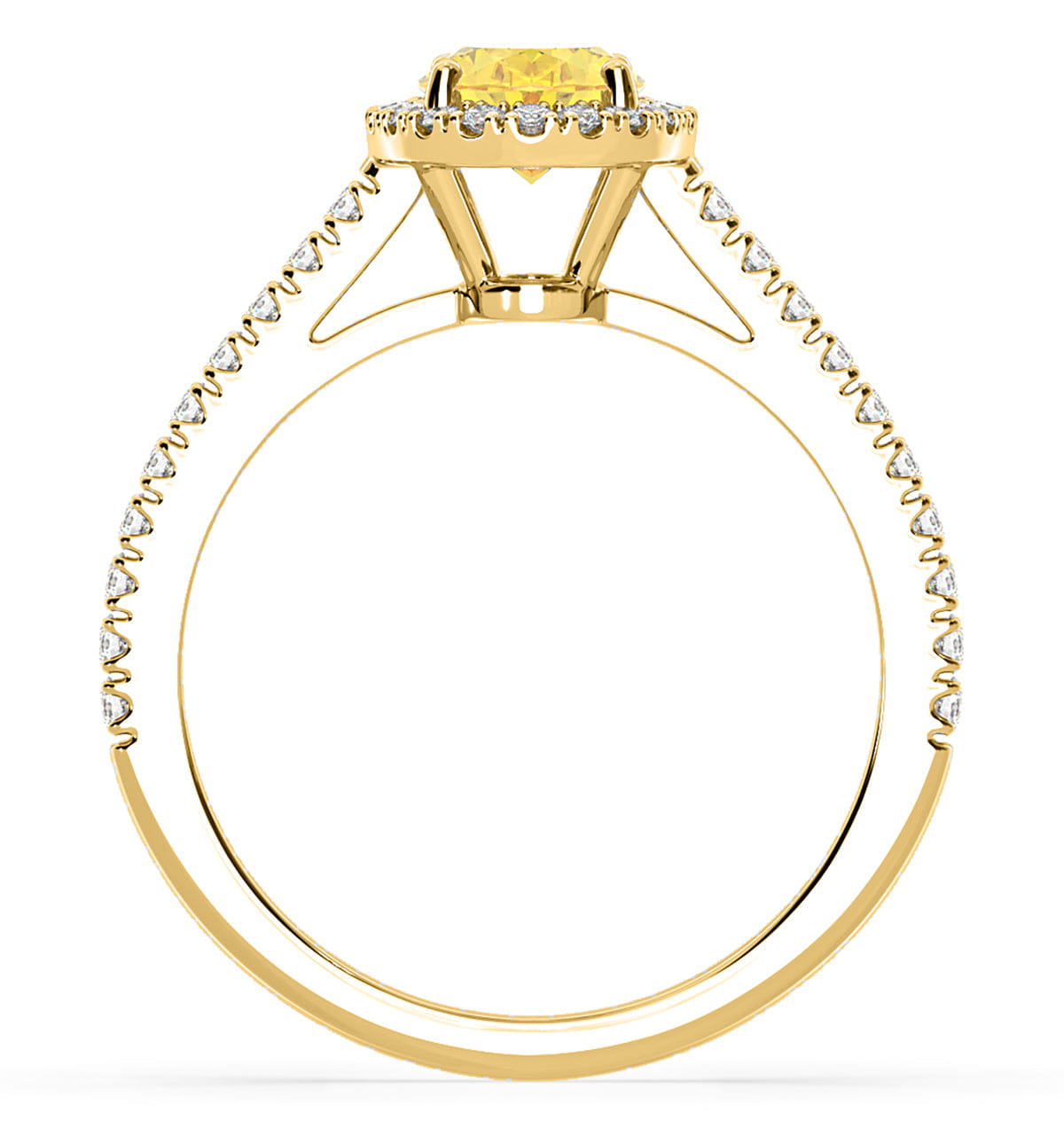 Diamond Georgina Yellow Lab Diamond Oval Halo 1.60ct Ring in 18K Yellow Gold - Elara Collection