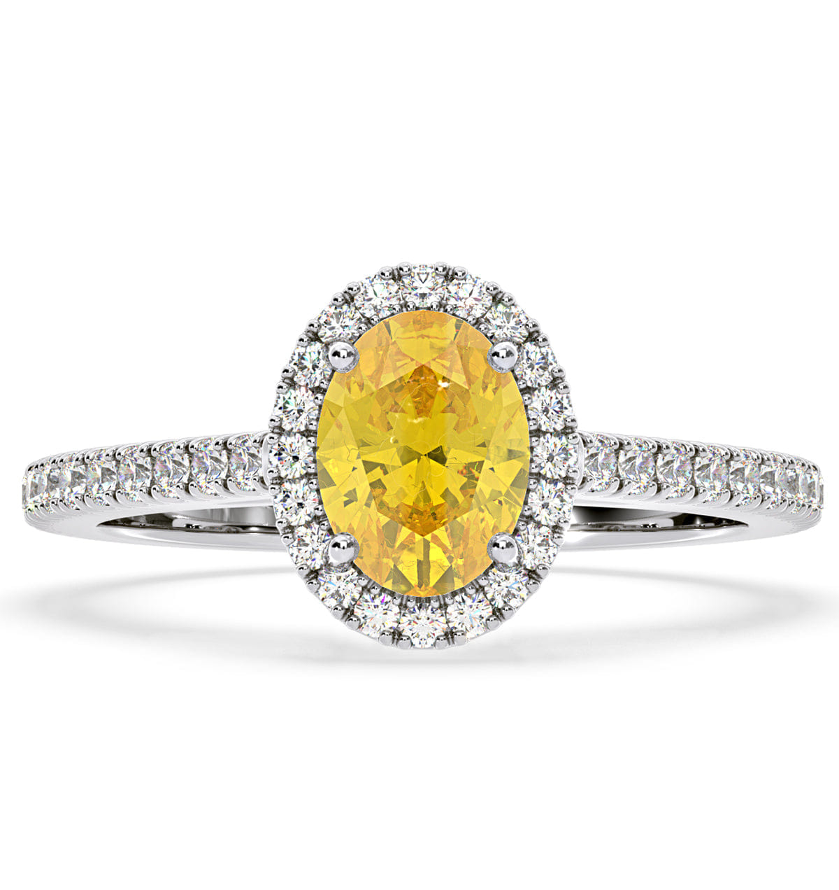 Diamond Georgina Yellow Lab Diamond Oval Halo 1.60ct Ring in 18K White Gold - Elara Collection