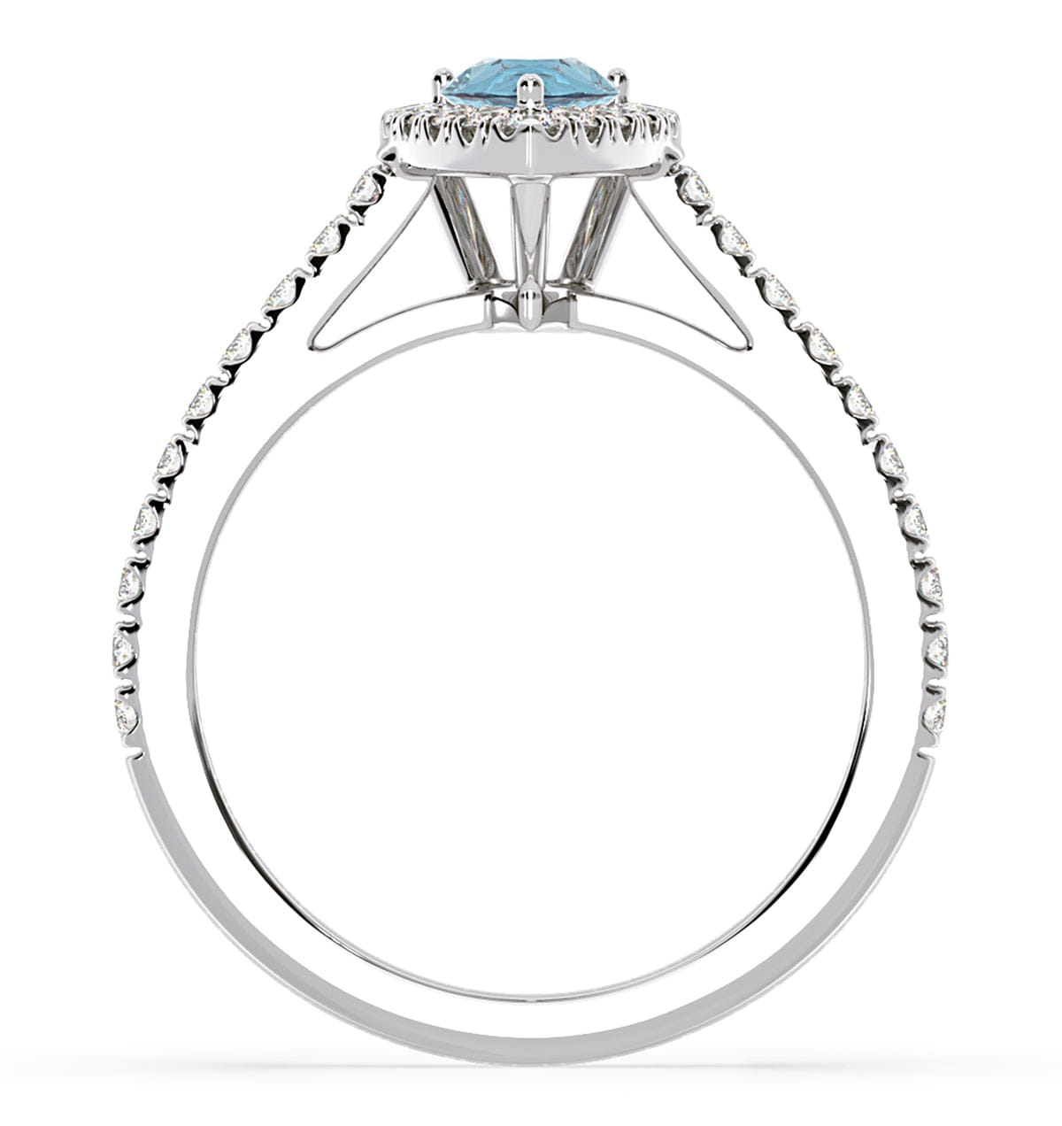 Diamond Diana Blue Lab Diamond Pear Halo Ring 1.00ct in Platinum - Elara Collection