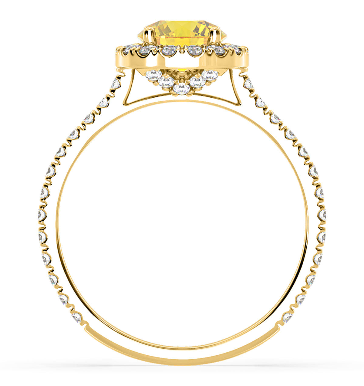 Diamond Reina Yellow Lab Diamond 1.80ct Halo Ring in 18K Yellow Gold - Elara Collection