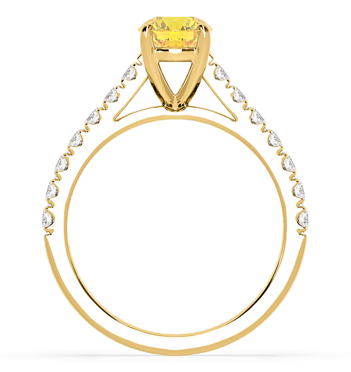 Diamond Natalia Yellow Lab Diamond 1.50ct Side Stone Ring in 18K Yellow Gold - Elara Collection