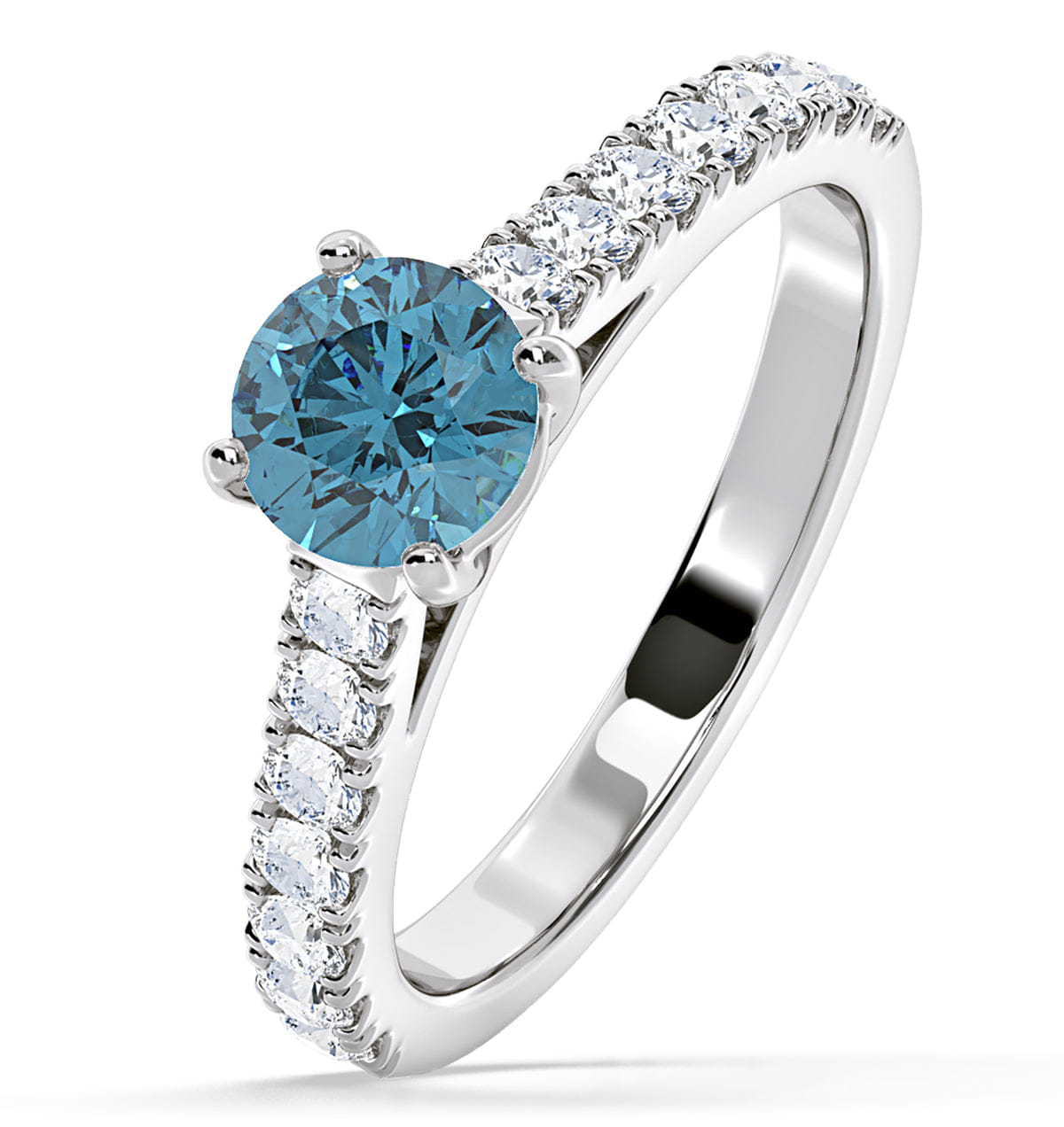 Diamond Natalia Blue Lab Diamond 1.50ct Side Stone Ring in Platinum - Elara Collection