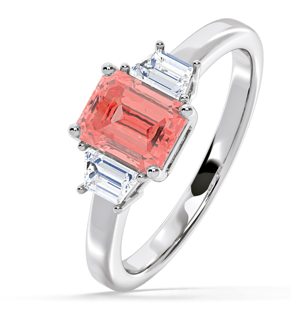 Diamond Erika Pink Lab Diamond 1.70ct Emerald Cut Ring in 18K White Gold - Elara Collection