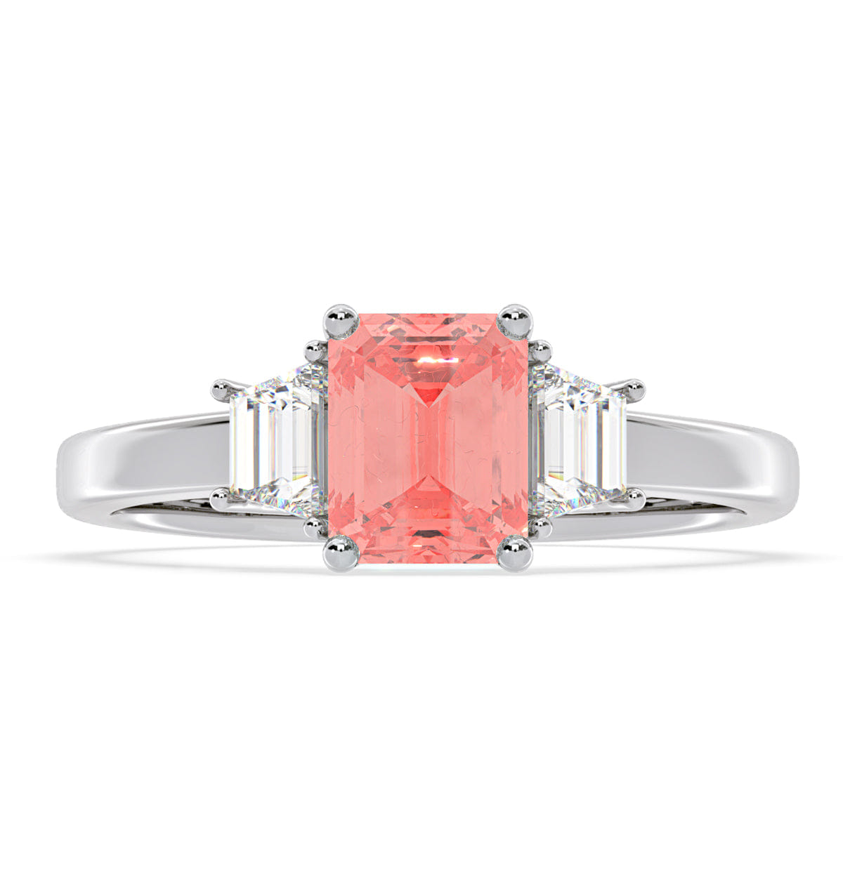 Diamond Erika Pink Lab Diamond 1.70ct Emerald Cut Ring in 18K White Gold - Elara Collection
