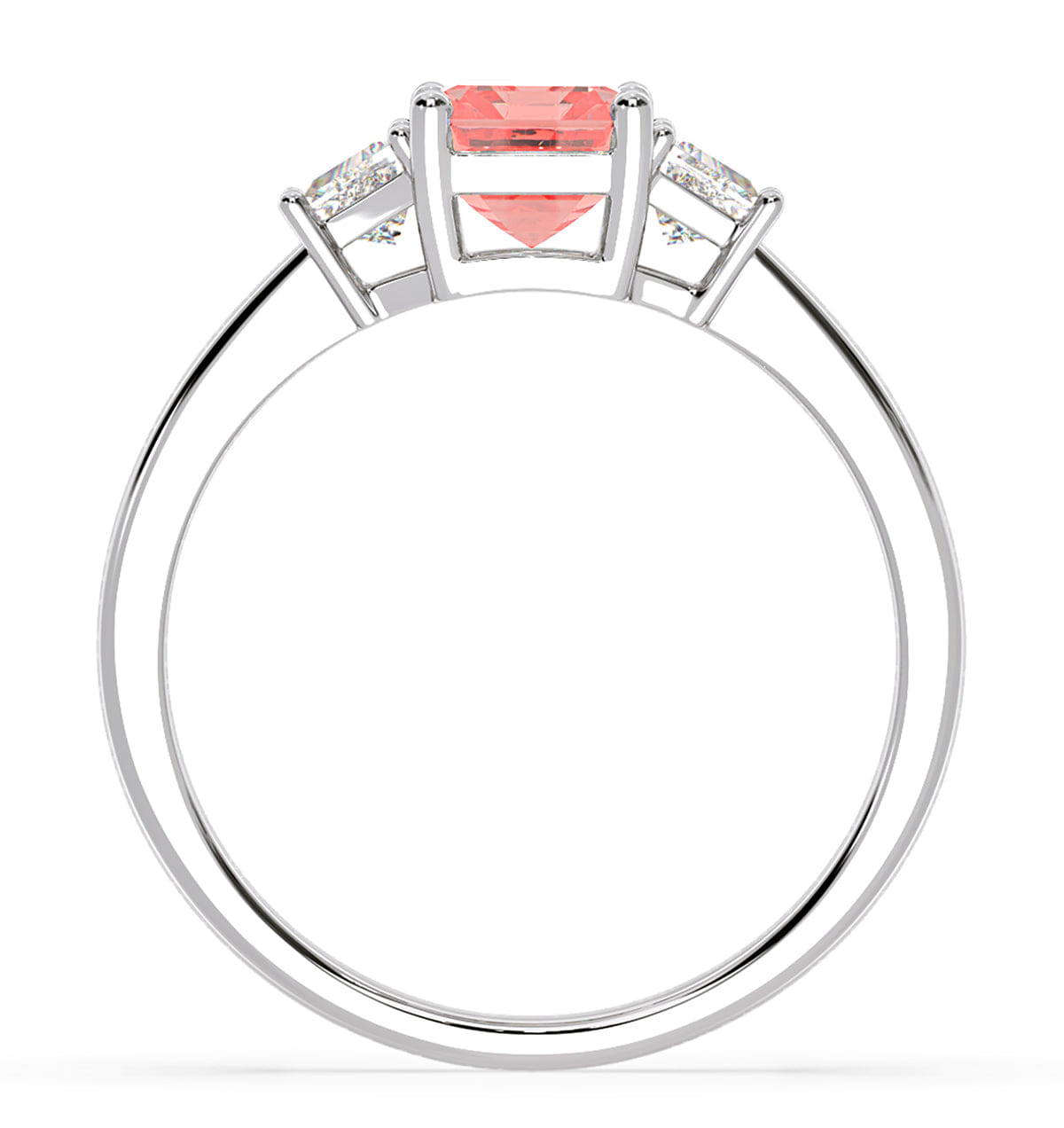 Diamond Erika Pink Lab Diamond 1.70ct Emerald Cut Ring in 18K White Gold - Elara Collection