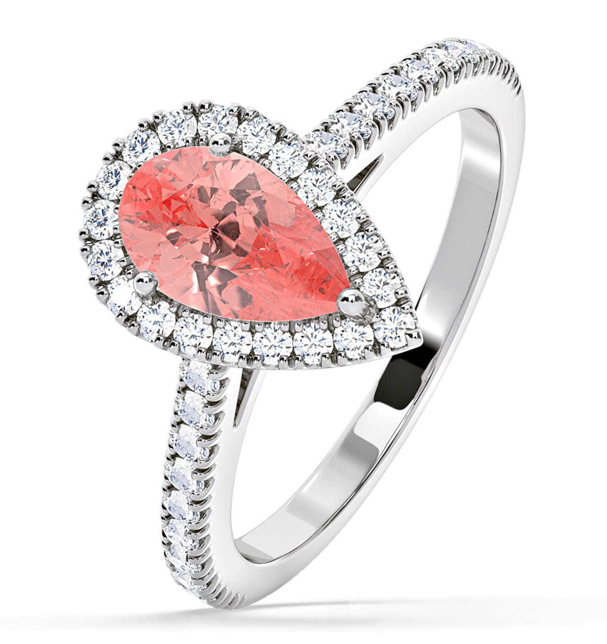 Diamond Diana Pink Lab Diamond Pear Halo Ring 1.60ct in Platinum - Elara Collection