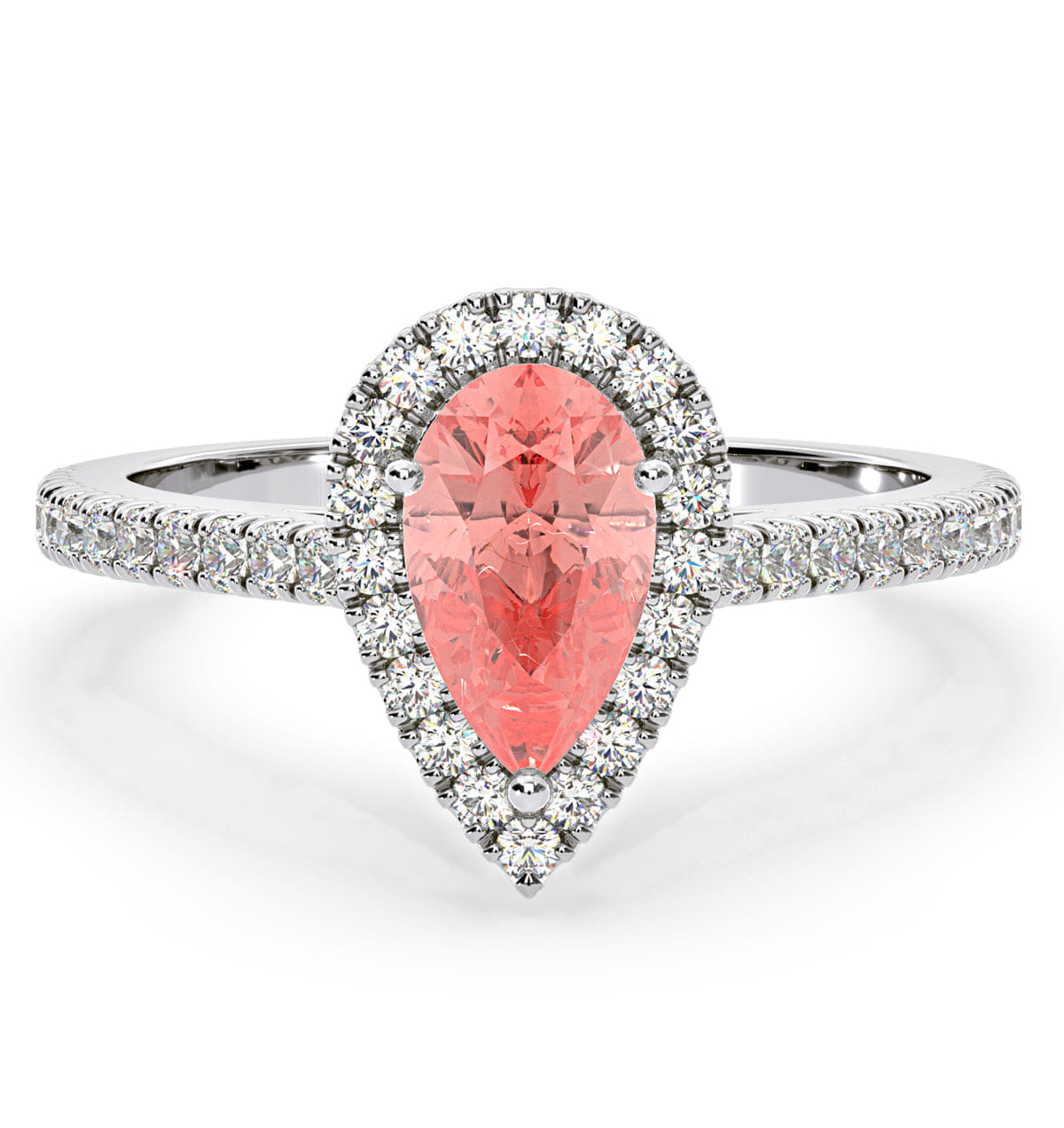 Diamond Diana Pink Lab Diamond Pear Halo Ring 1.60ct in Platinum - Elara Collection
