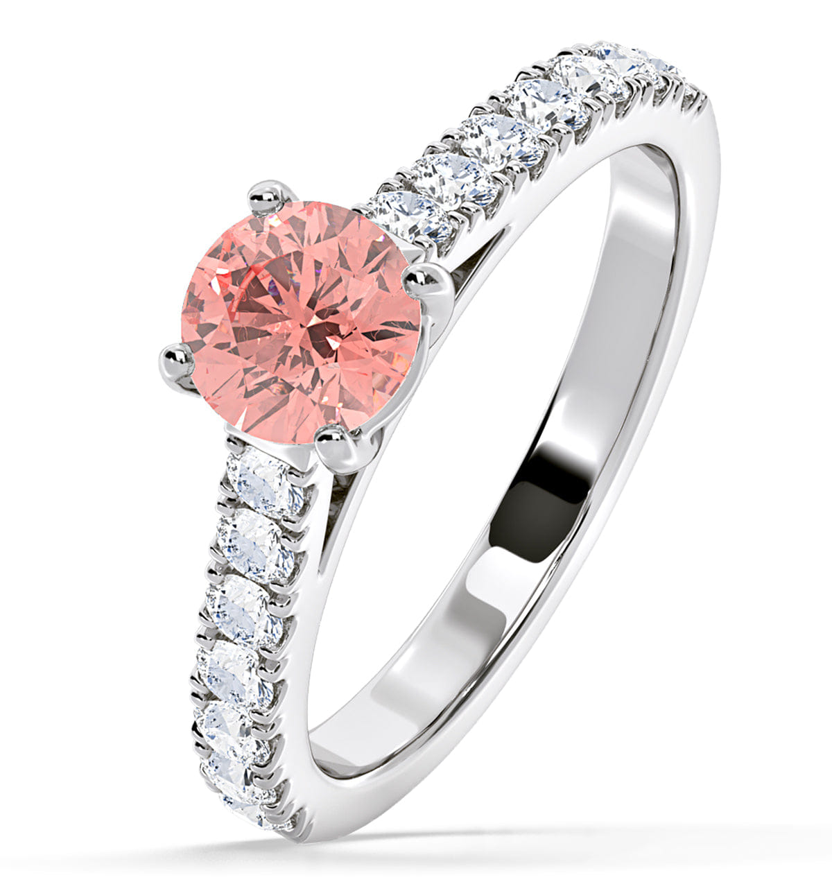 Diamond Natalia Pink Lab Diamond 1.50ct Side Stone Ring in Platinum - Elara Collection