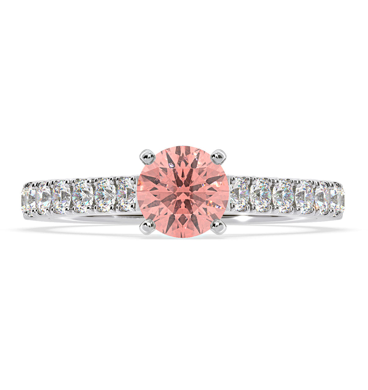 Diamond Natalia Pink Lab Diamond 1.50ct Side Stone Ring in Platinum - Elara Collection