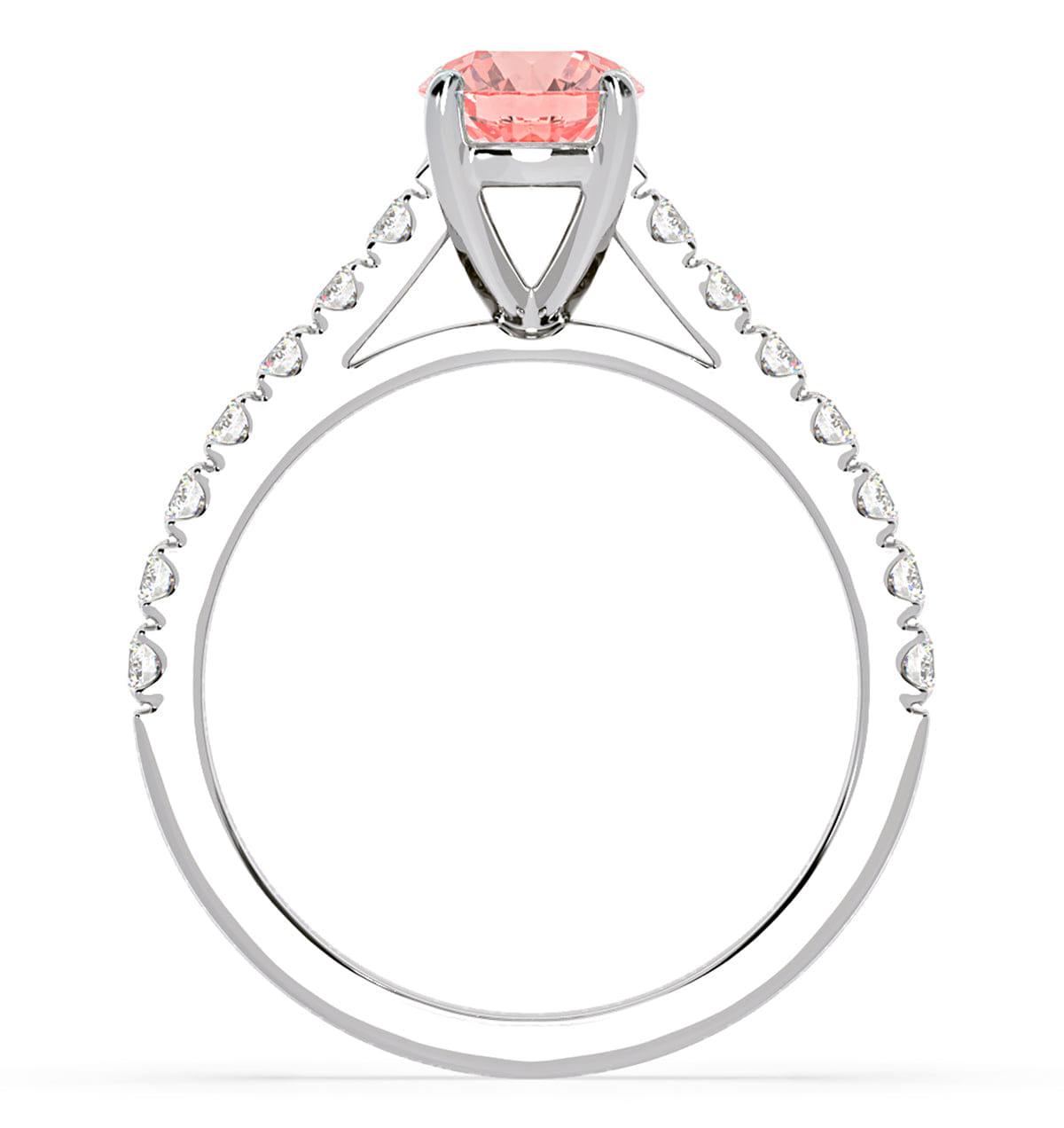 Diamond Natalia Pink Lab Diamond 1.50ct Side Stone Ring in Platinum - Elara Collection