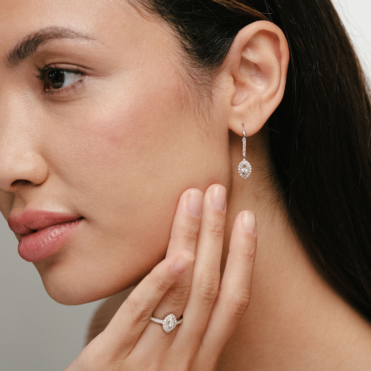 Diamond Masami Lab Diamond Marquise Earrings 0.30ct Pave Set in 925 Sterling Silver