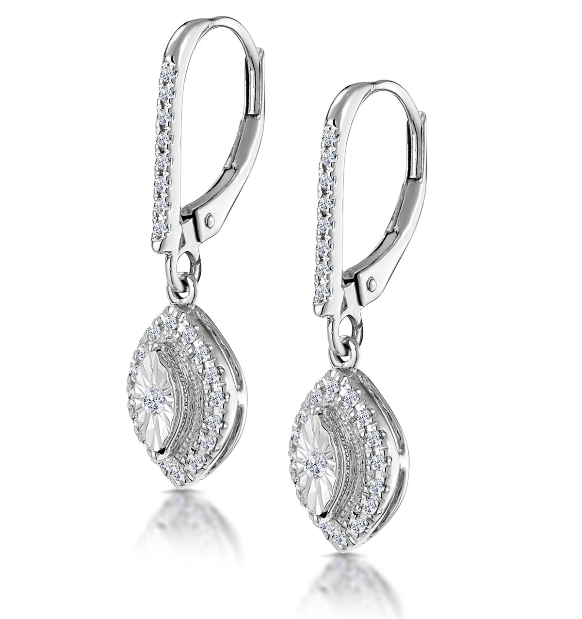 Diamond Masami Lab Diamond Marquise Earrings 0.30ct Pave Set in 925 Sterling Silver