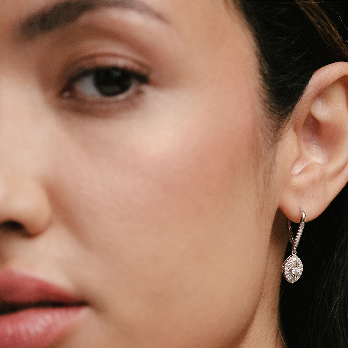 Diamond Masami Lab Diamond Marquise Earrings 0.30ct Pave Set in 925 Sterling Silver
