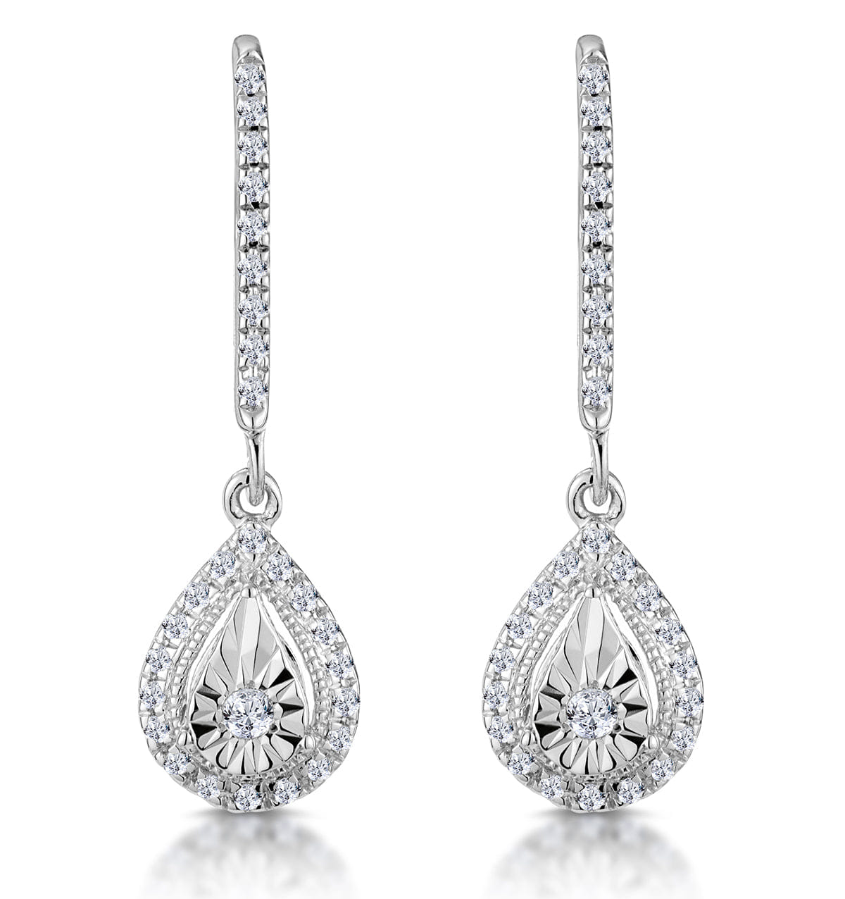 Diamond Masami Lab Diamond Pear Halo Earrings 0.20ct Pave Set in 925 Sterling Silver