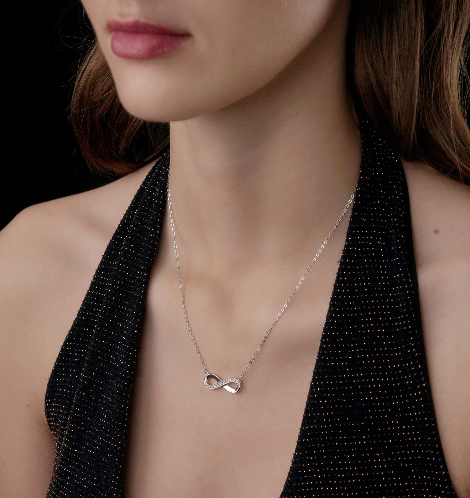 Infinity Necklace Lab Diamonds in 925 Sterling Silver