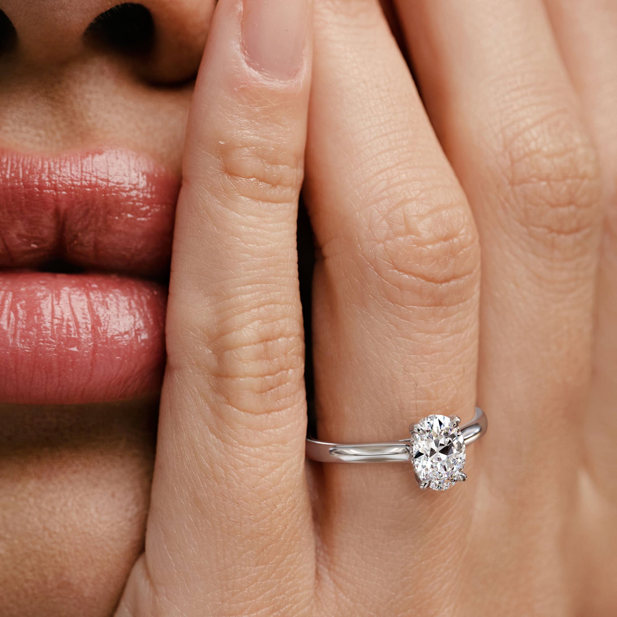 Diamond Amora Oval 1.00ct Hidden Halo Lab Diamond Engagement Ring F/VS1 Set in Platinum