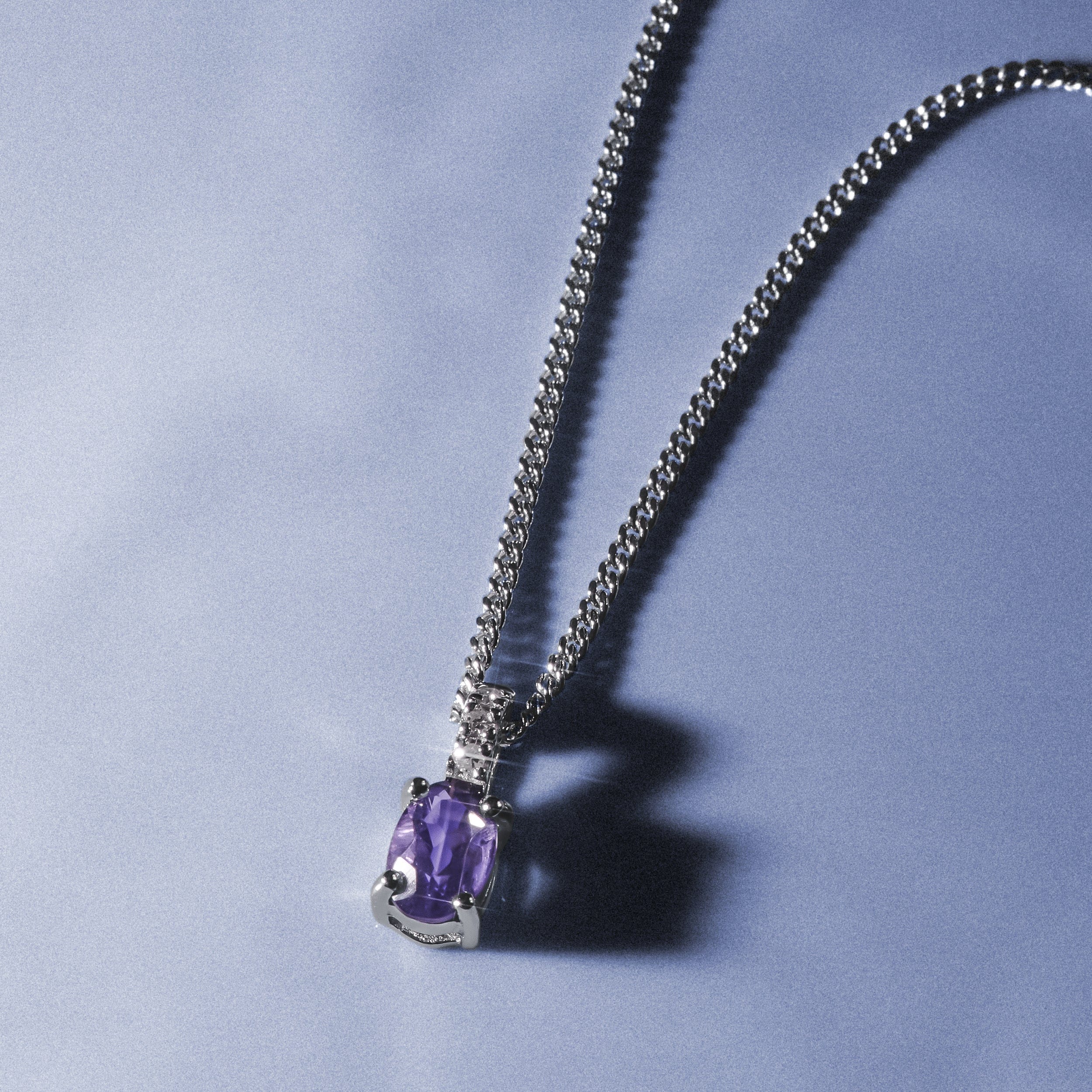 Diamond Amethyst 0.34CT And Diamond 9K White Gold Pendant Necklace