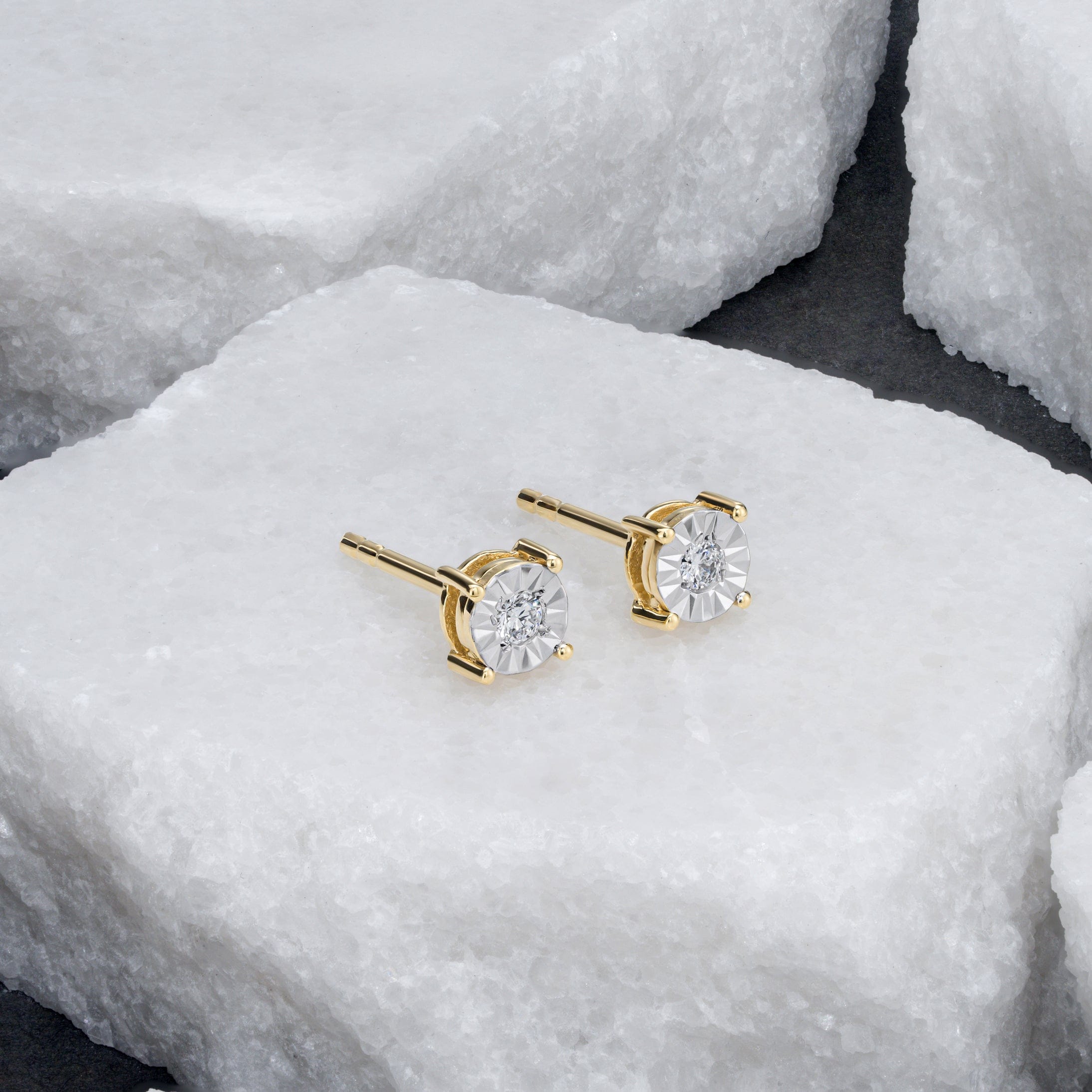 Diamond Lab Diamond Studs Earrings 5 mm 0.10ct H/Si in 18K Gold Vermeil