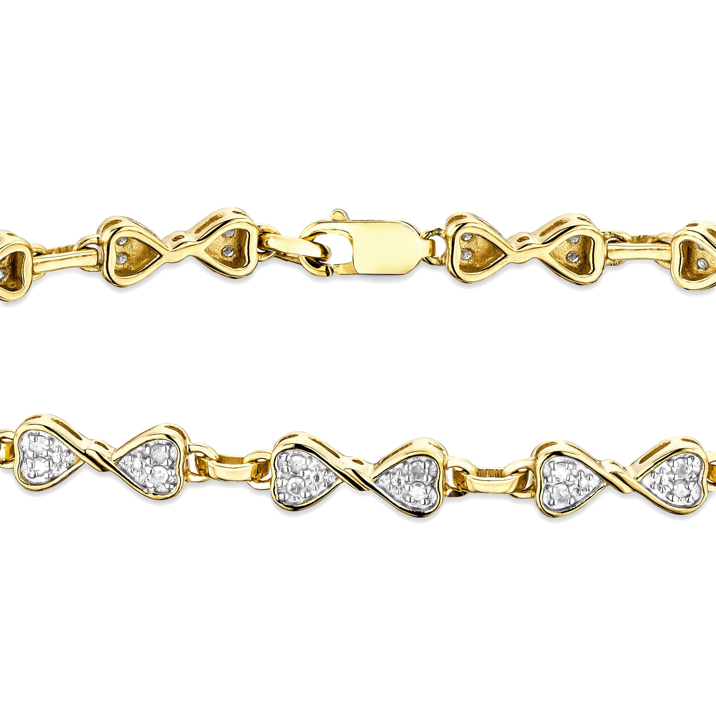 Diamond 0.25ct Diamond Heart Bracelet Set In 18K Gold Vermeil