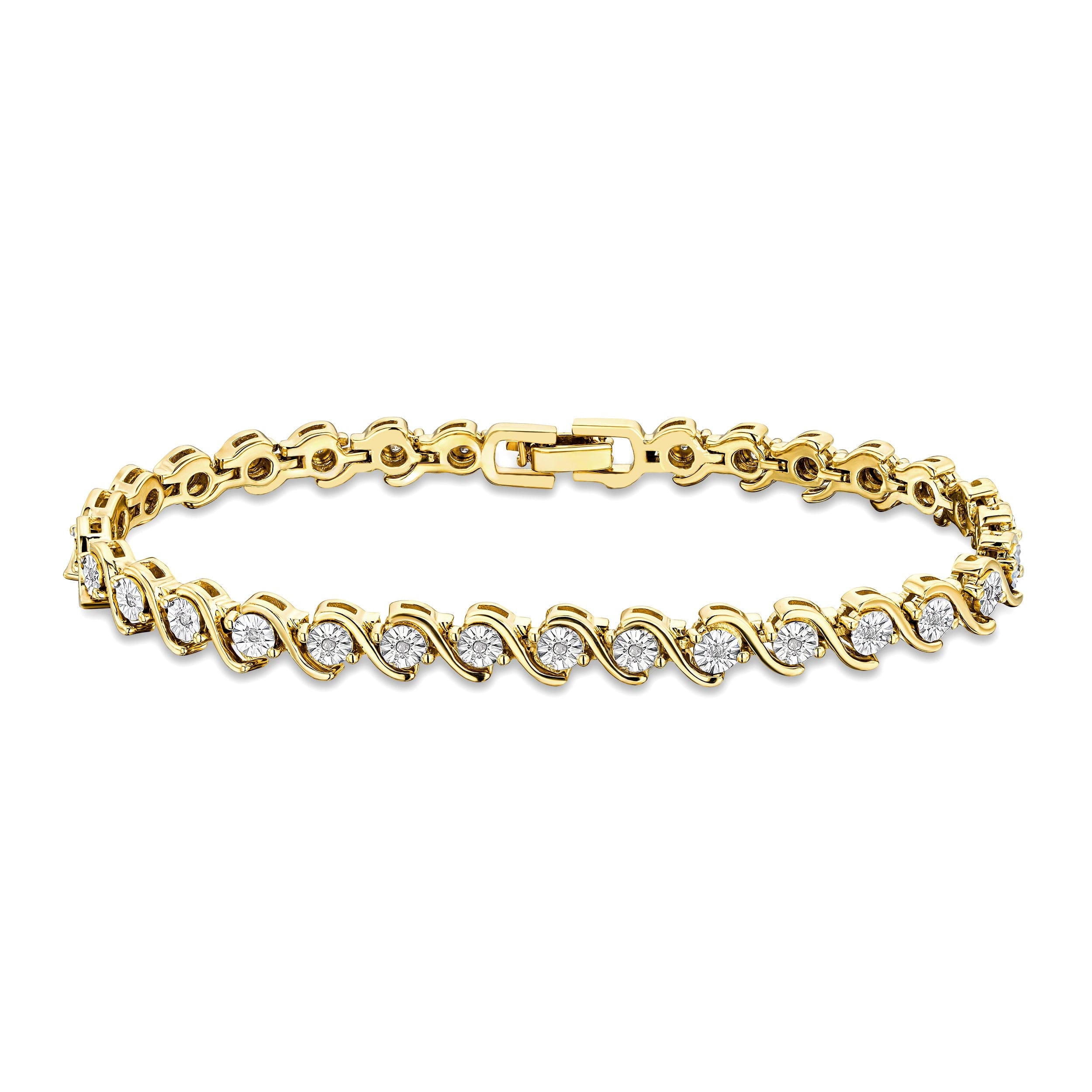 Diamond 0.19ct Diamond and 18K Gold Vermeil Twist Bracelet