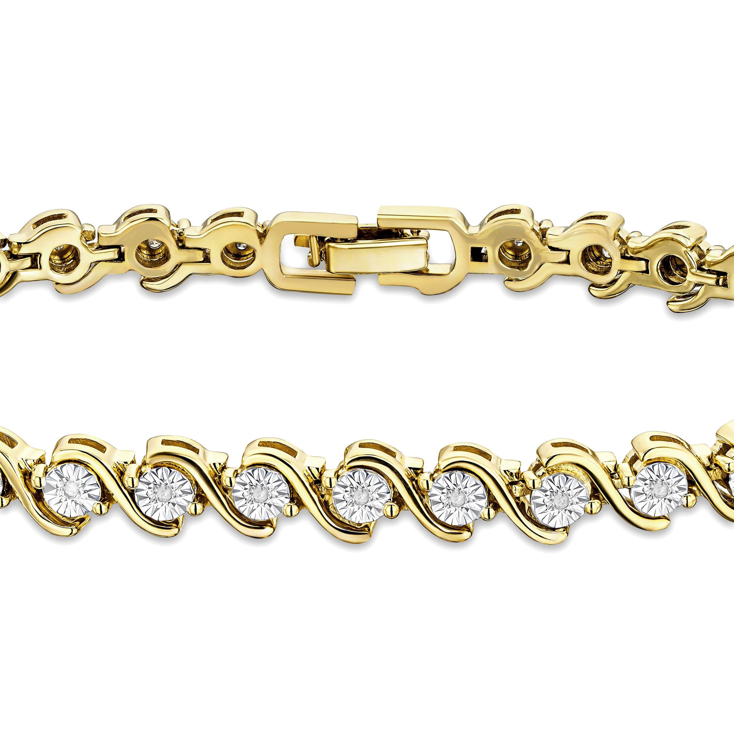 Diamond 0.19ct Diamond and 18K Gold Vermeil Twist Bracelet