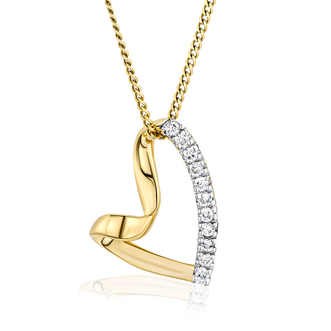Diamond Lab Diamond Heart Necklace Pendant 0.10ct H/SI Set in 18K Gold Vermeil