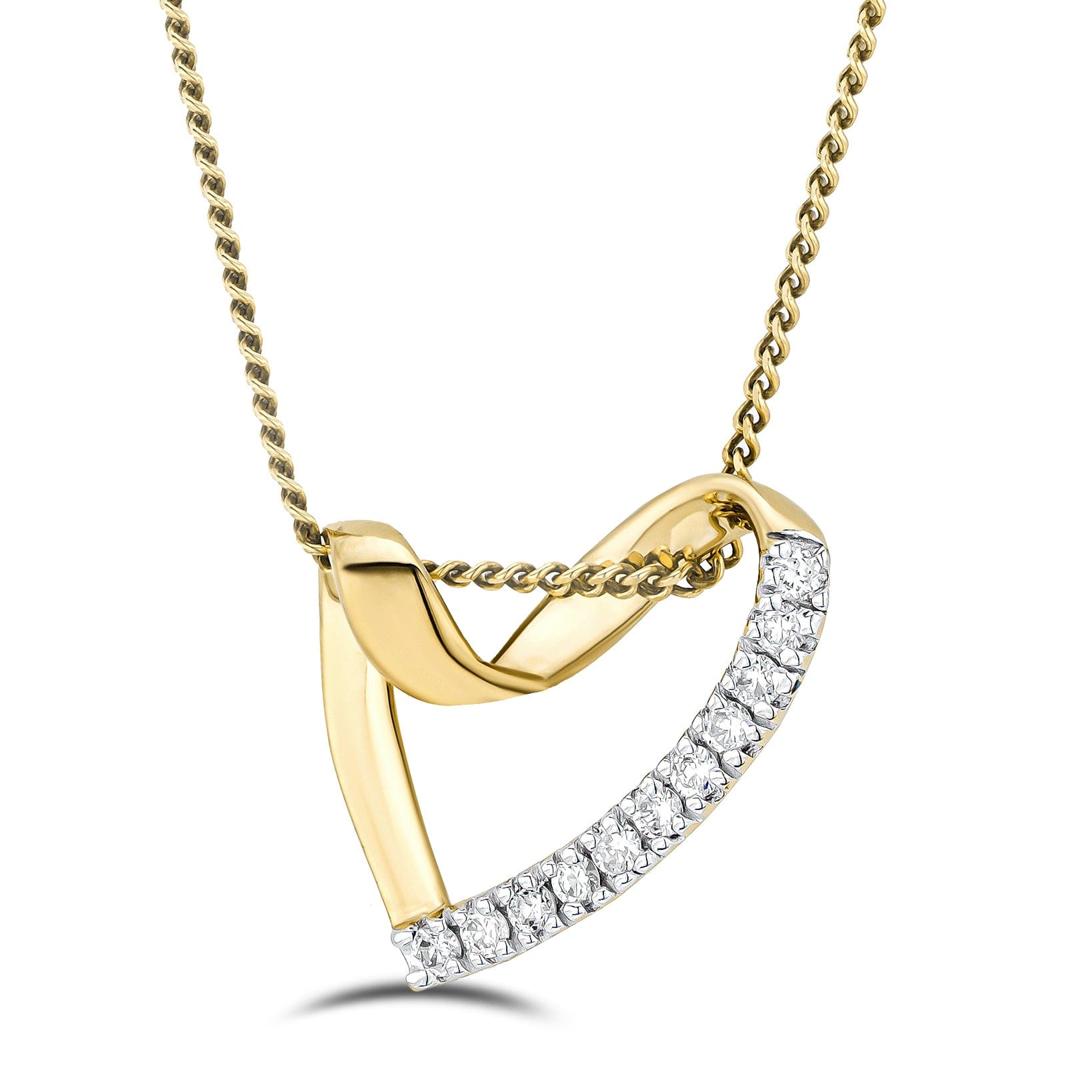 Diamond Lab Diamond Heart Necklace Pendant 0.10ct H/SI Set in 18K Gold Vermeil