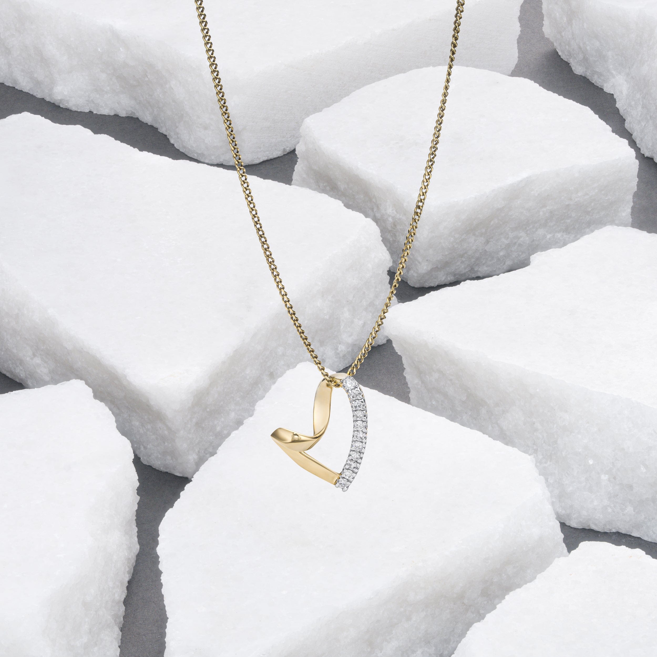 Diamond Lab Diamond Heart Necklace Pendant 0.10ct H/SI Set in 18K Gold Vermeil