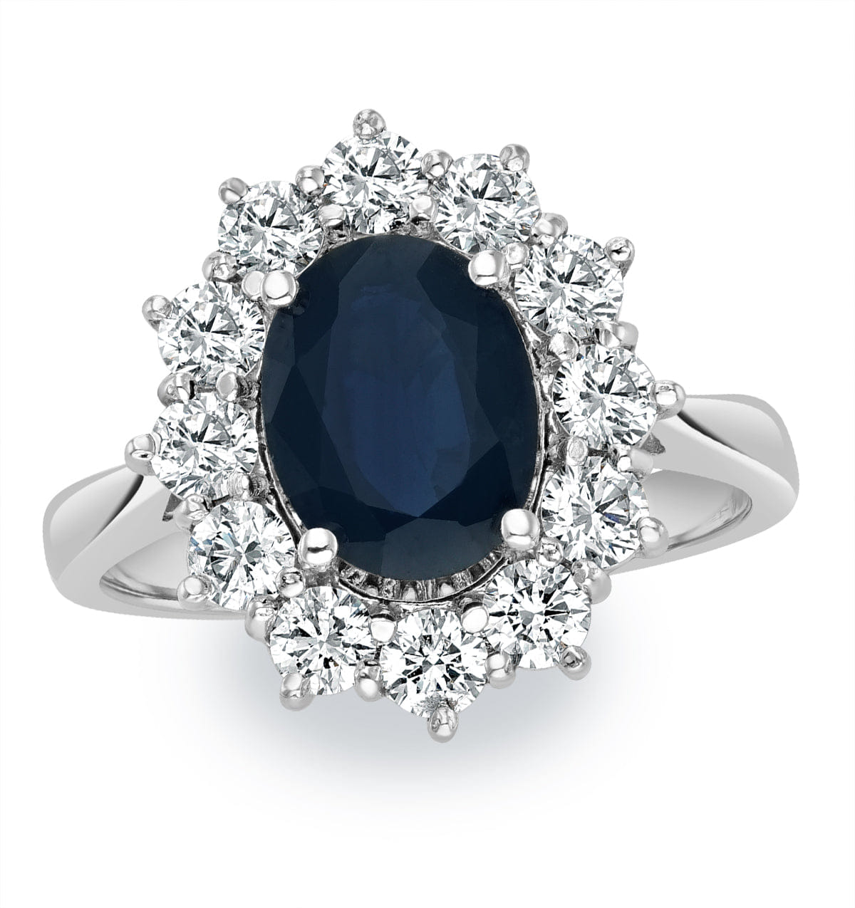 Diamond Sapphire 2.3ct And Lab Diamond 1ct Cluster Ring in Platinum