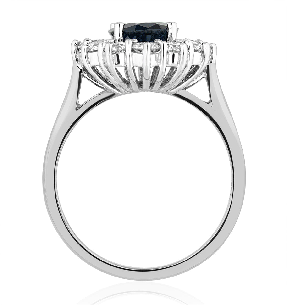 Diamond Sapphire 2.3ct And Lab Diamond 1ct Cluster Ring in Platinum