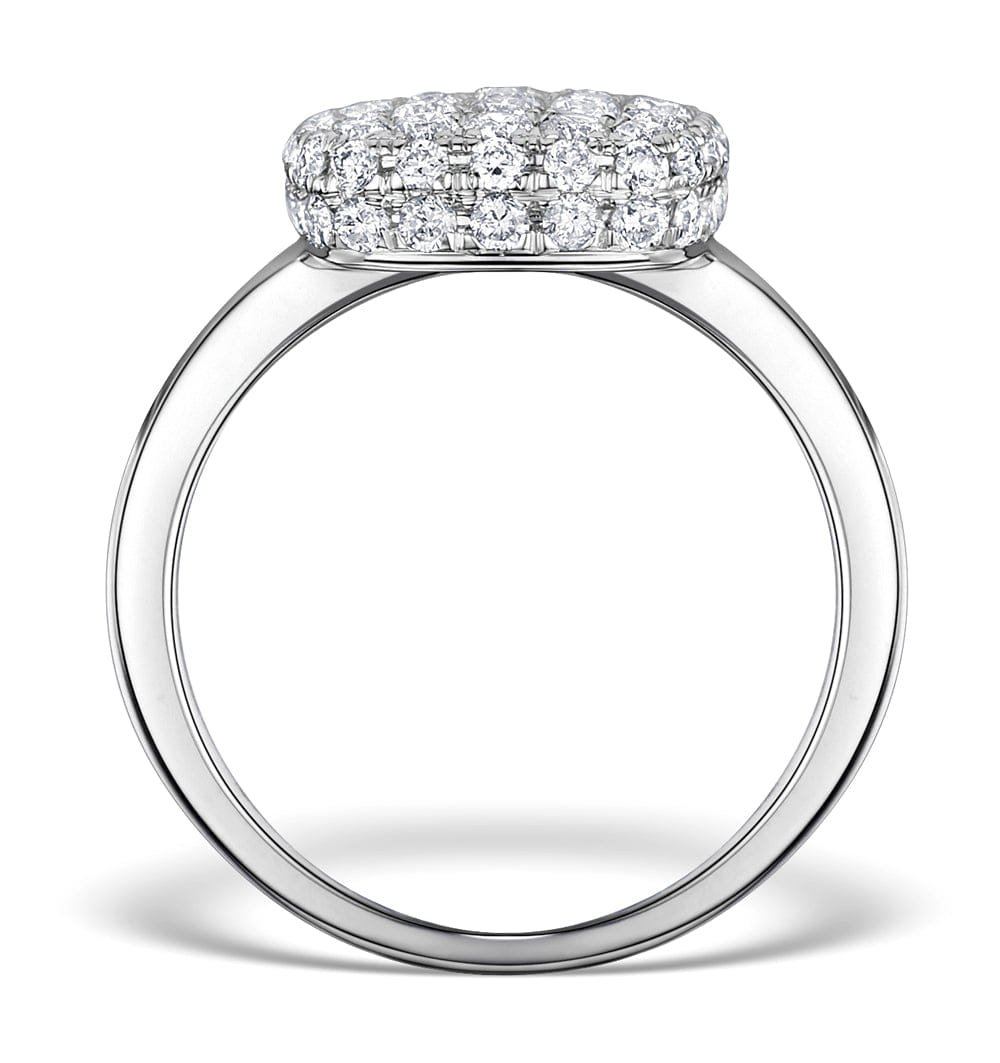 Diamond Pave Cushion Ring 1.25CT H/Si in 18K White Gold Ring - N4537Y