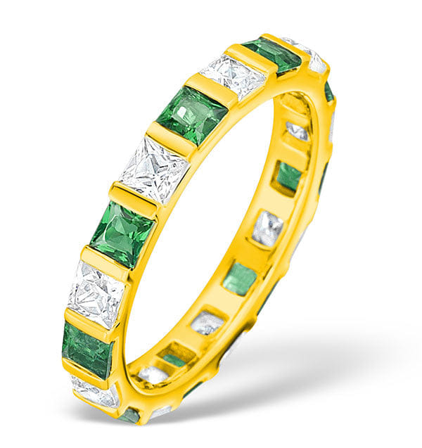 Diamond Olivia 18K Gold Emerald 1.20ct and G/VS 1CT Diamond Eternity Ring