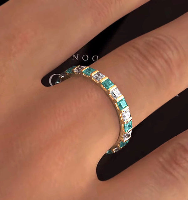 Diamond Olivia 18K Gold Emerald 1.20ct and G/VS 1CT Diamond Eternity Ring