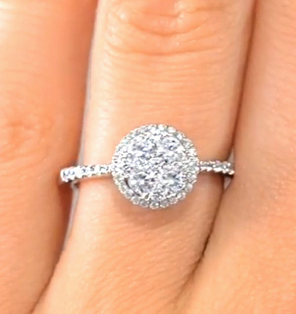 RING Halo Engagement Ring Galileo 0.80ct of Diamonds in 18K Gold - FT61