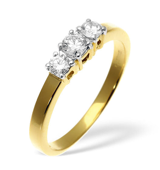 Diamond Ellie 18K Gold 3 Stone Diamond Ring 1.00CT H/SI