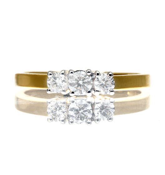 Diamond Ellie 18K Gold 3 Stone Diamond Ring 1.00CT H/SI