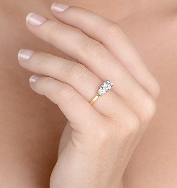 Diamond Ellie 18K Gold 3 Stone Diamond Ring 1.00CT H/SI