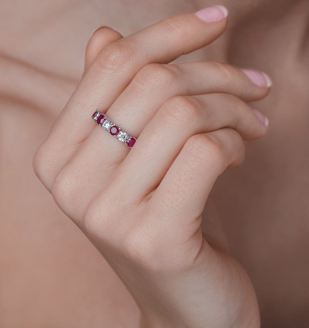 Diamond Ruby 1CT and Diamond Ring 0.50CT 18K Gold FT32