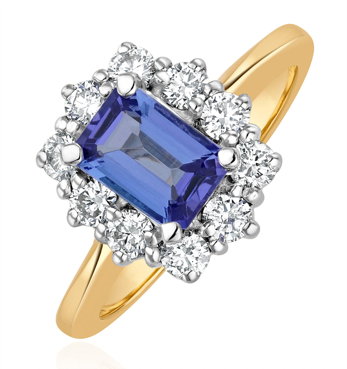 Diamond Tanzanite 7 x 5 mm And Diamond 0.50ct 18K Gold Ring FET24 - V